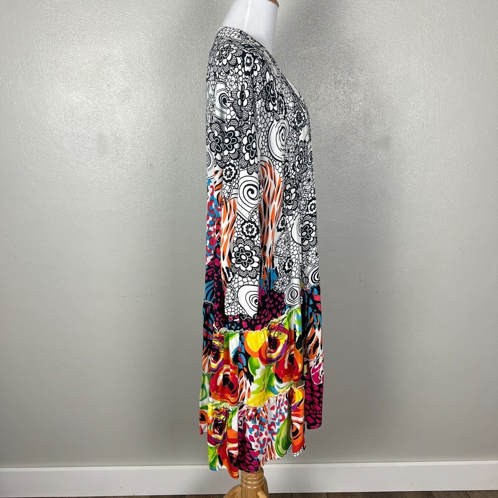 Parsley & Sage Dress Womens XL Colorful Floral Patchwork Swing Boho Button Eliza - Picture 7 of 13